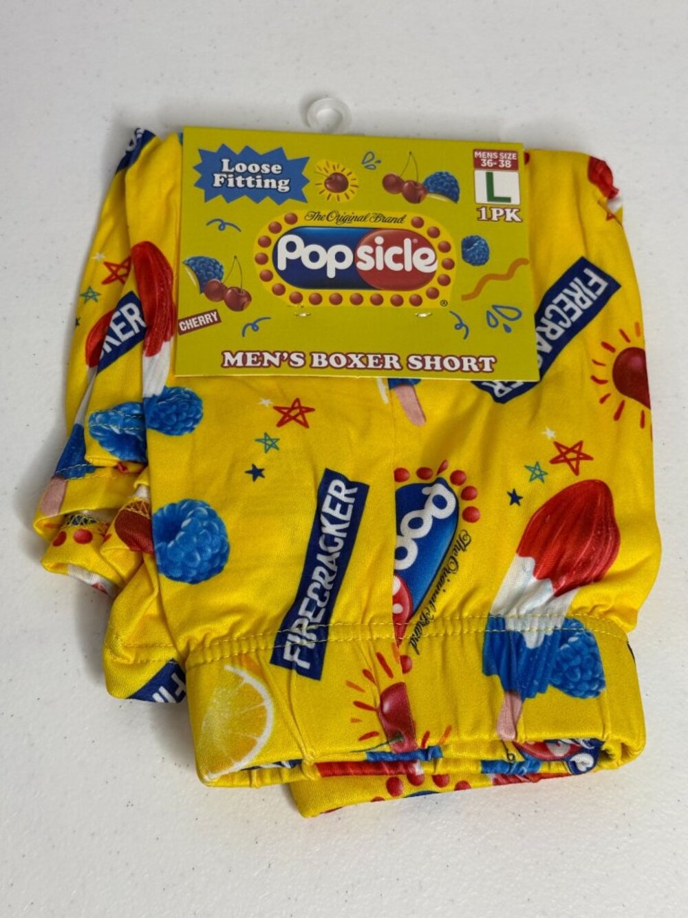 Popsicle Mens L Boxer Shorts Yellow Ice Cream Retro Novelty
